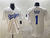 Men's Los Angeles Dodgers #1 Dad White Cool Base Stitched Jersey,baseball caps,new era cap wholesale,wholesale hats
